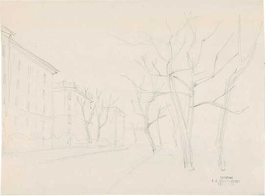 Ведерников Александр Семенович. Пейзаж (на оборотной стороне городской вид)